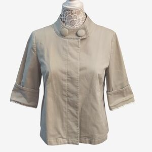 NWOT TALBOTS Chic Beige Button-Up 3/ 4 Length Sleeve sz S Jacket